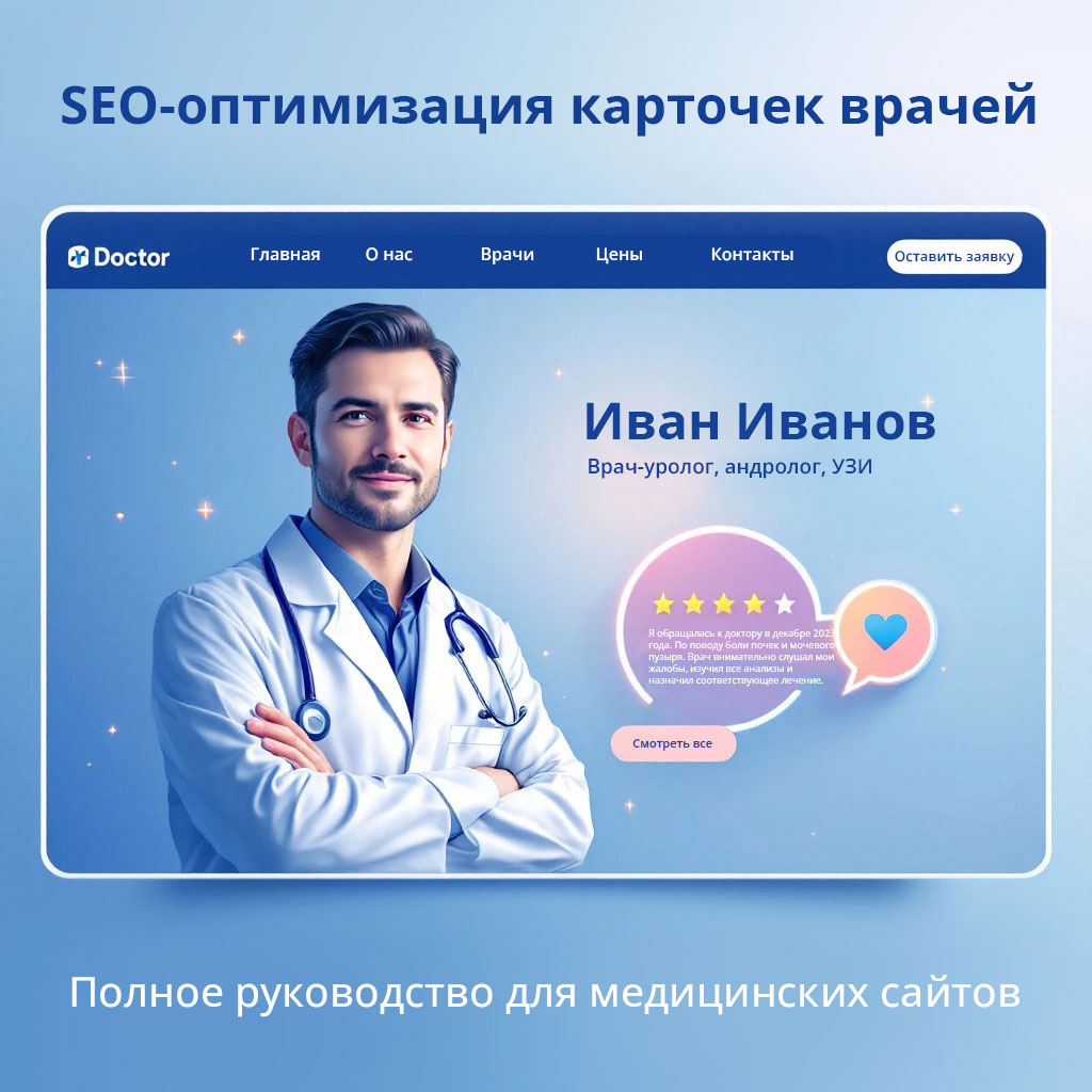 Оптимизированная карточка врача на сайте медицинского центра