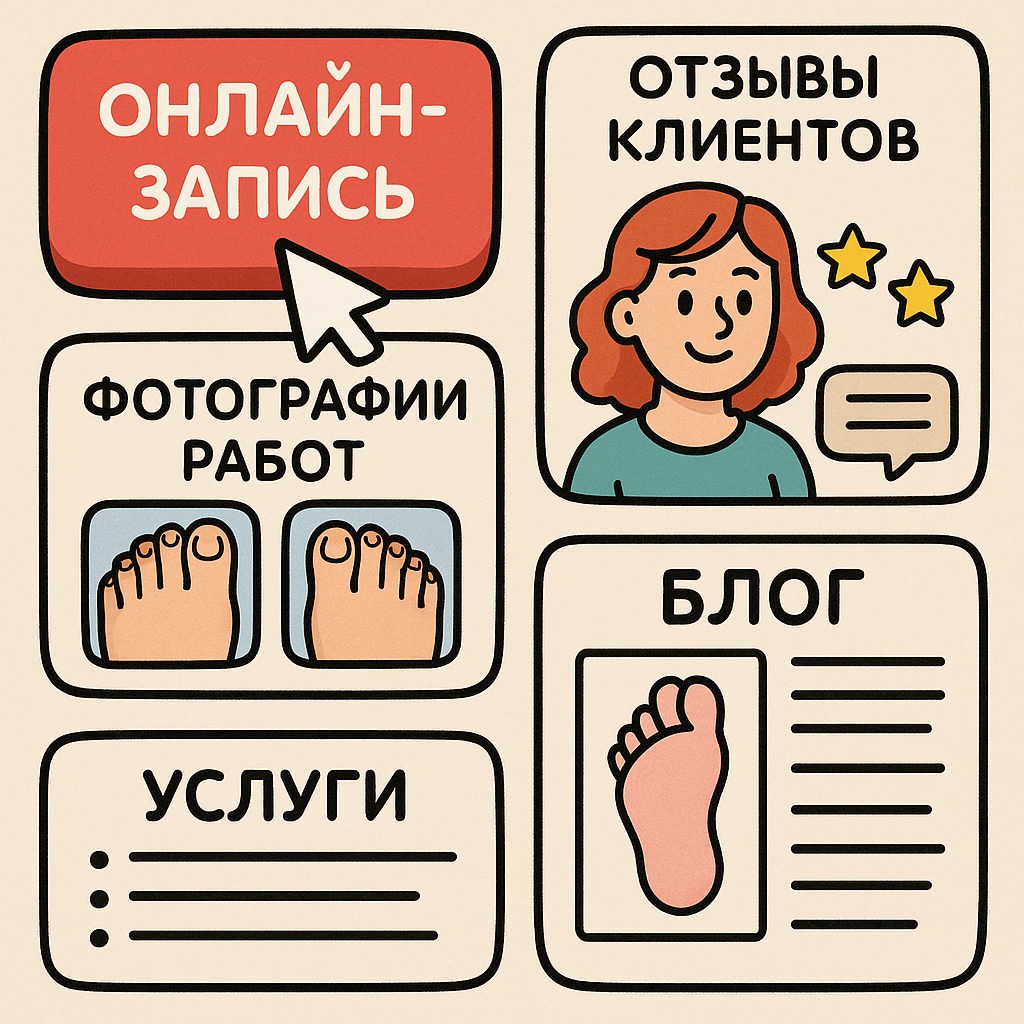 Сайт подологического кабинета с онлайн-записью и галереей работ