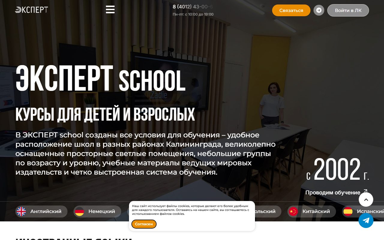 Главная страница сайта Expert Language