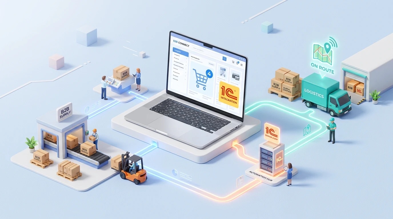 Автоматизация оптовых заказов для продуктового дистрибьютора — B2B-портал и интеграция с 1С